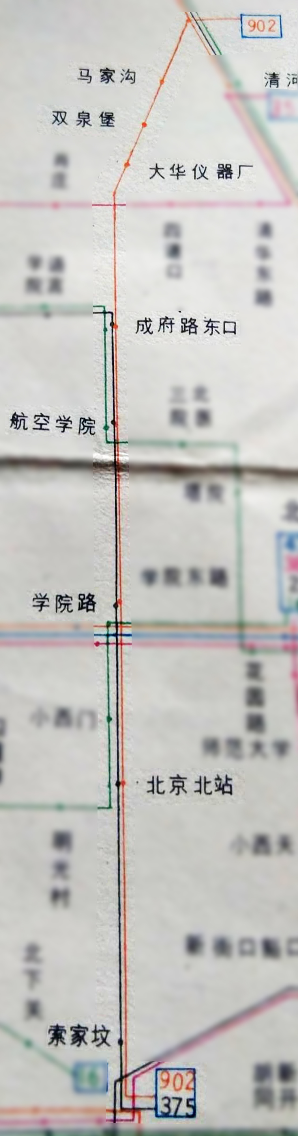 1988年12月 北京市街巷交通图 902路路线