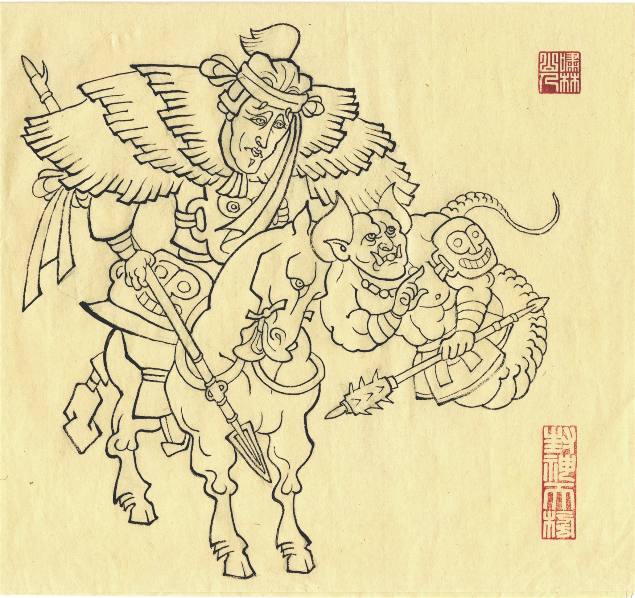 丧门神-张桂芳,吊客星-风林(按水陆画中丧门吊客披丧服和人头蛇身造型