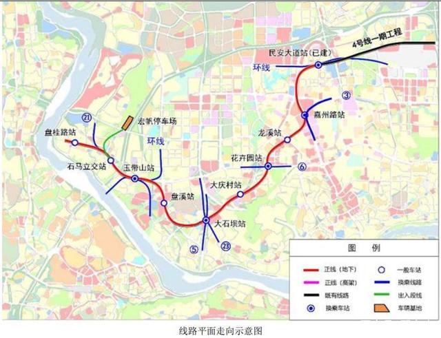 4号线三期线路平面走向示意图