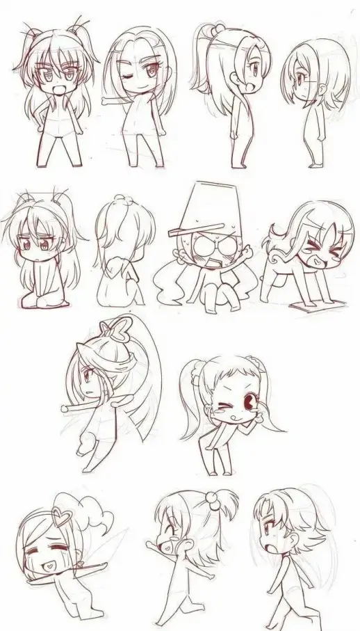 如何画q版人物?q版人物动态画法素材!