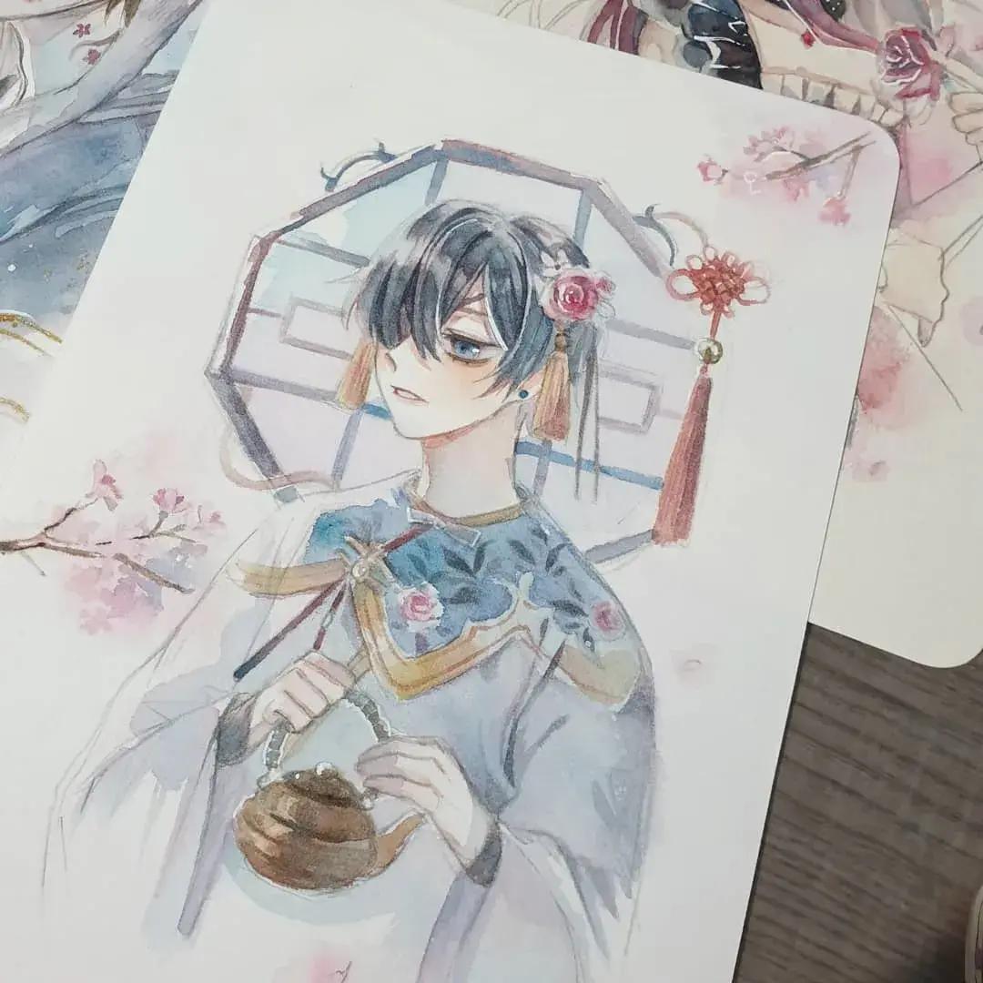 cg原画插画教程地缚少年花子君动漫人物水彩上色手绘