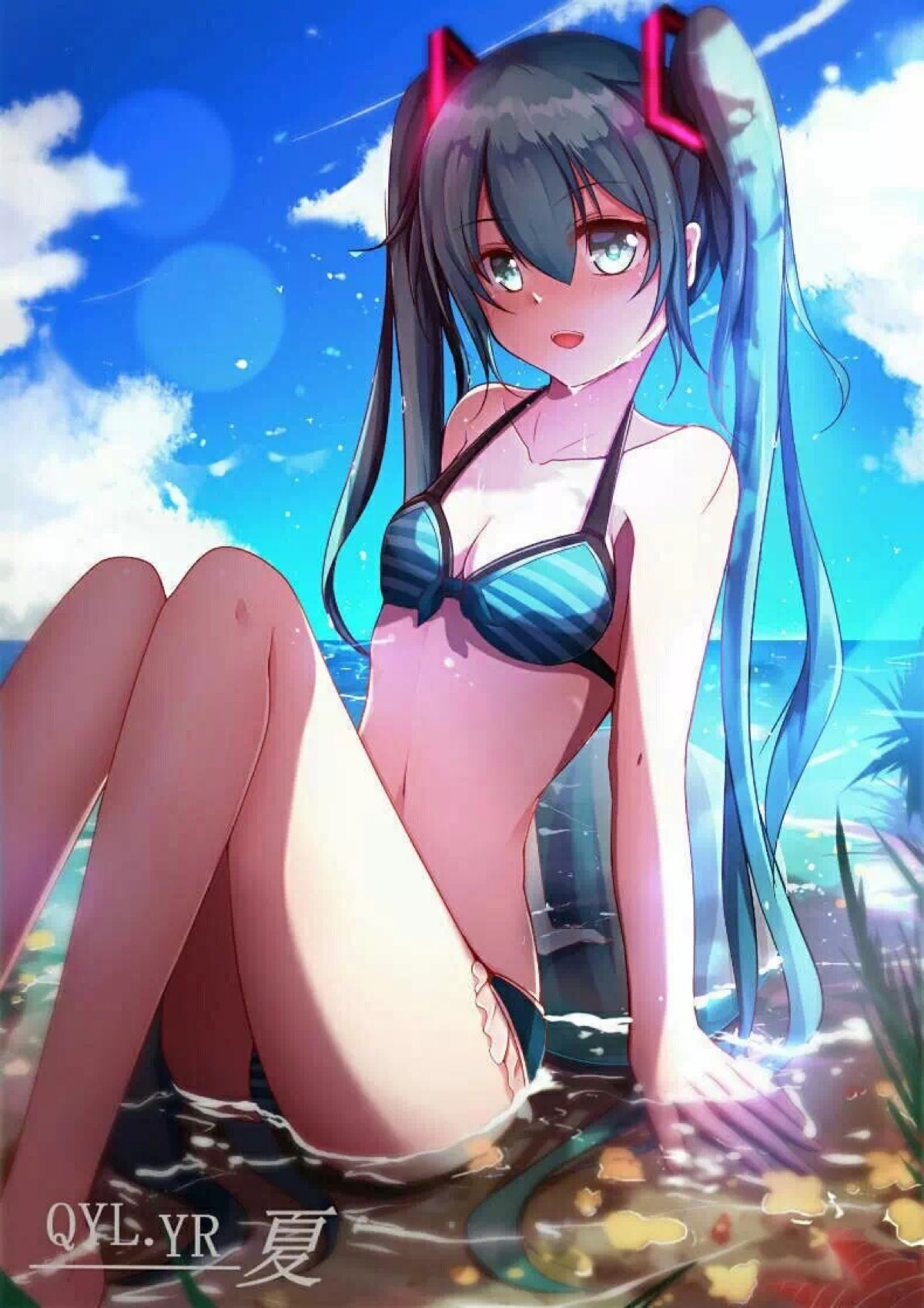 初音未来美图壁纸(第30期),泳装不错哟(*╰╯`)