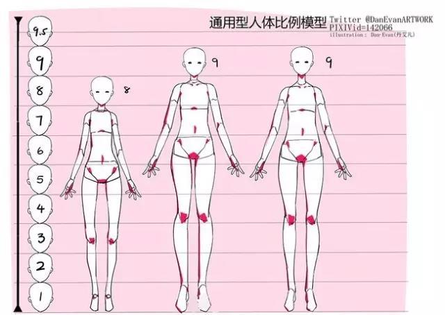 漂亮一点8颗头; 面部眼睛处于二分之一的位置,年龄越小脸部所占比例越