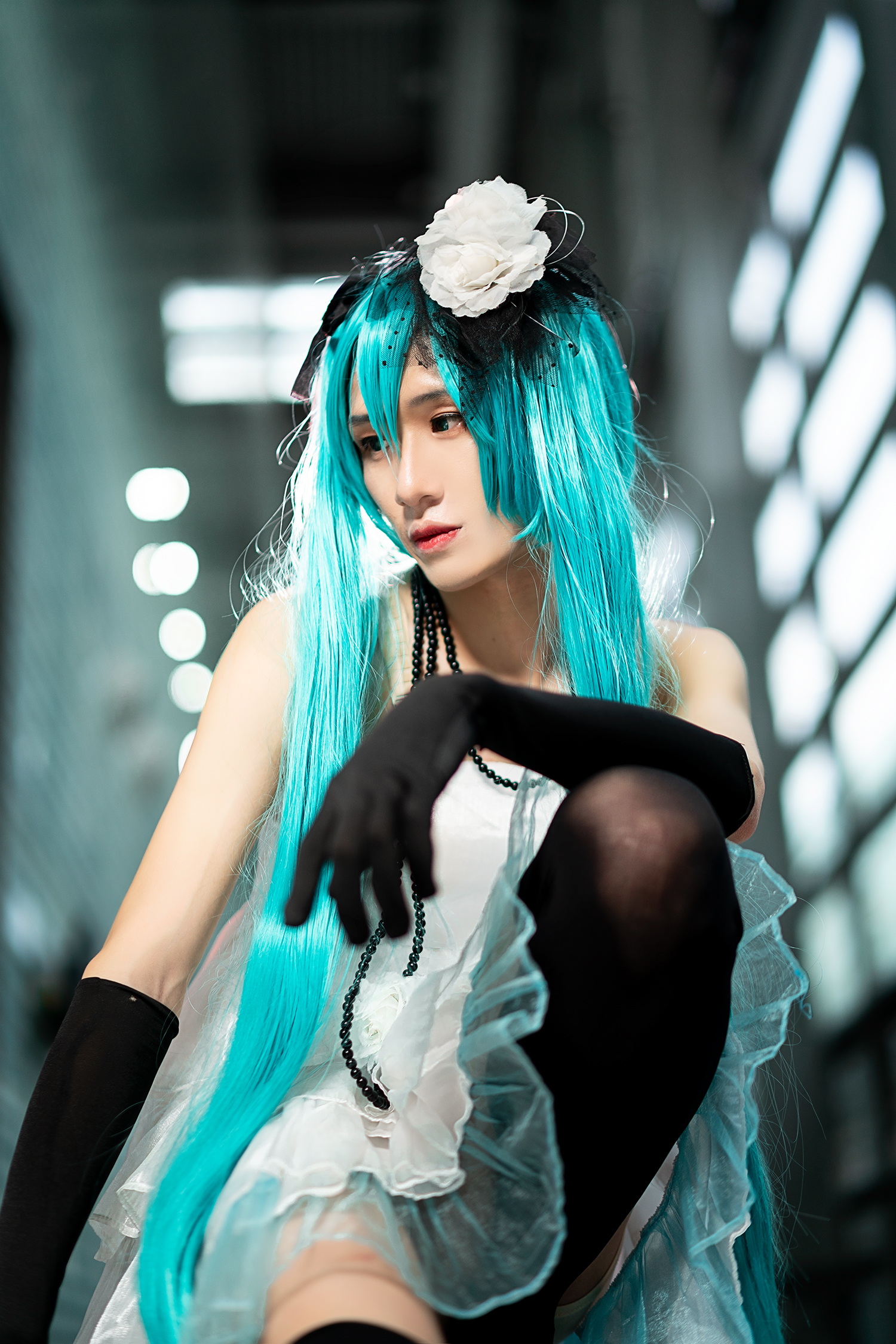 初音未来 山茶花礼服cos 2021深圳无限幻想动漫潮玩嘉年华场照