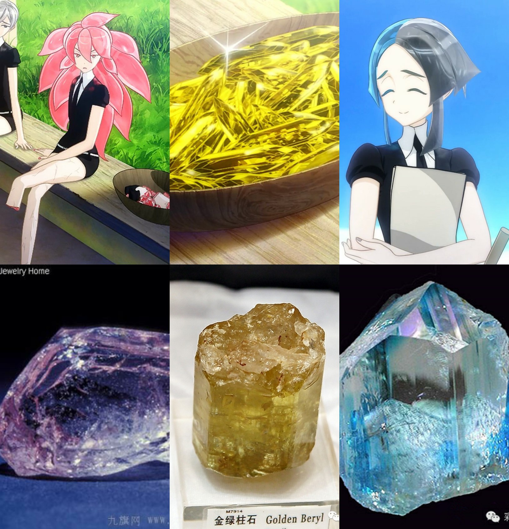 常见的主要品种有祖母绿,海蓝宝石,绿色绿柱石,黄色绿柱石,粉色绿柱石
