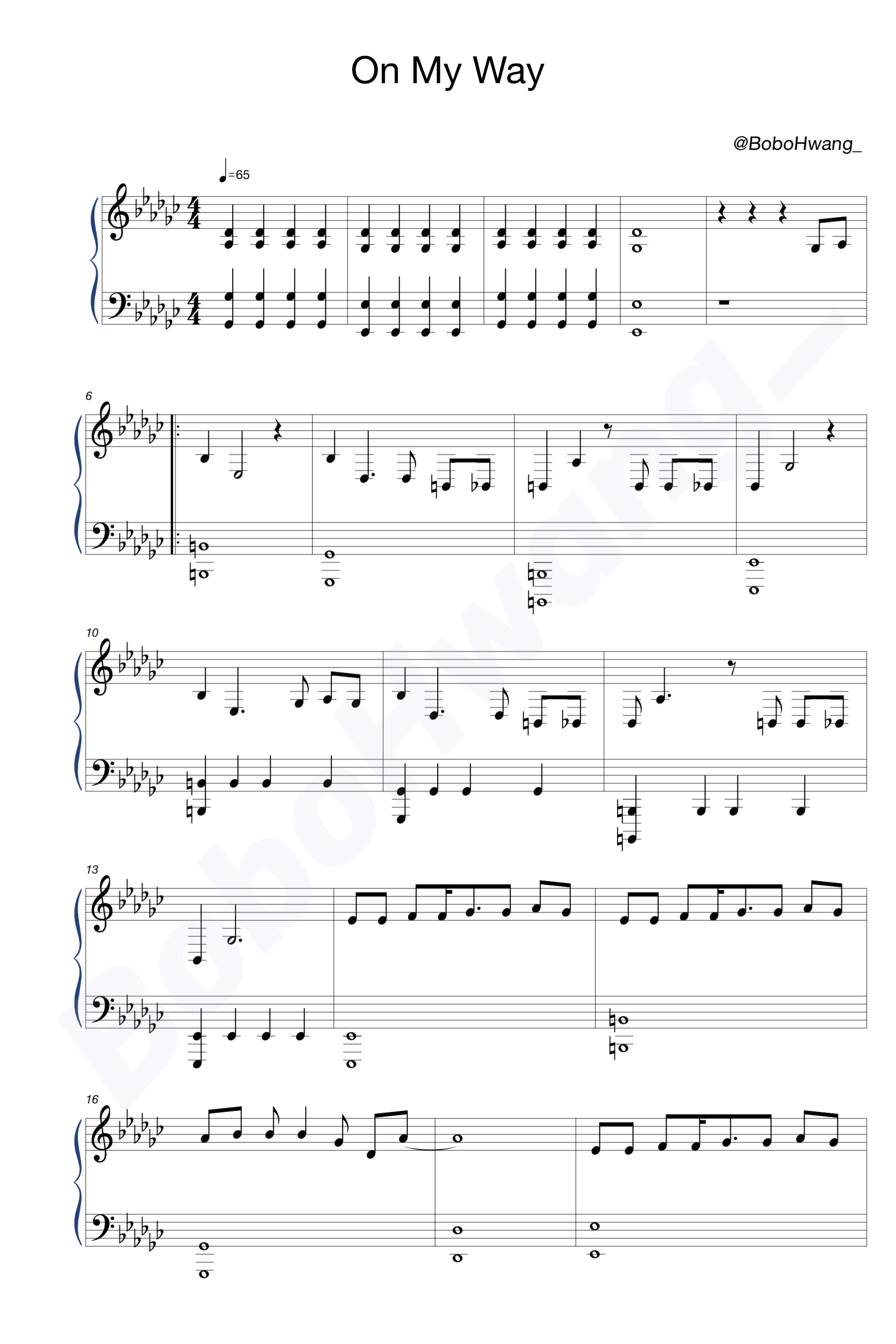 onmyway钢琴谱唐探,onmyway钢琴谱简谱 《on my way》(《唐人街探案3》插曲)萨吉 钢琴谱