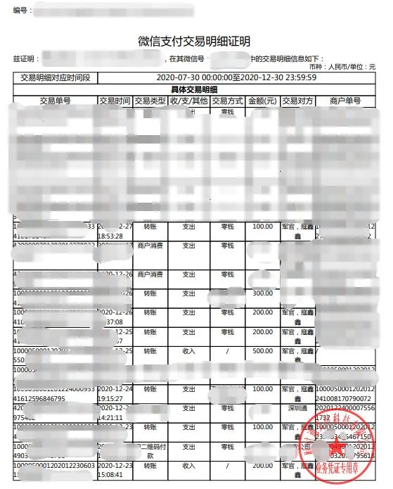 所谓的军官名叫寇鑫鑫的转账记录。当然中间陆陆续续借的钱都是有还的。