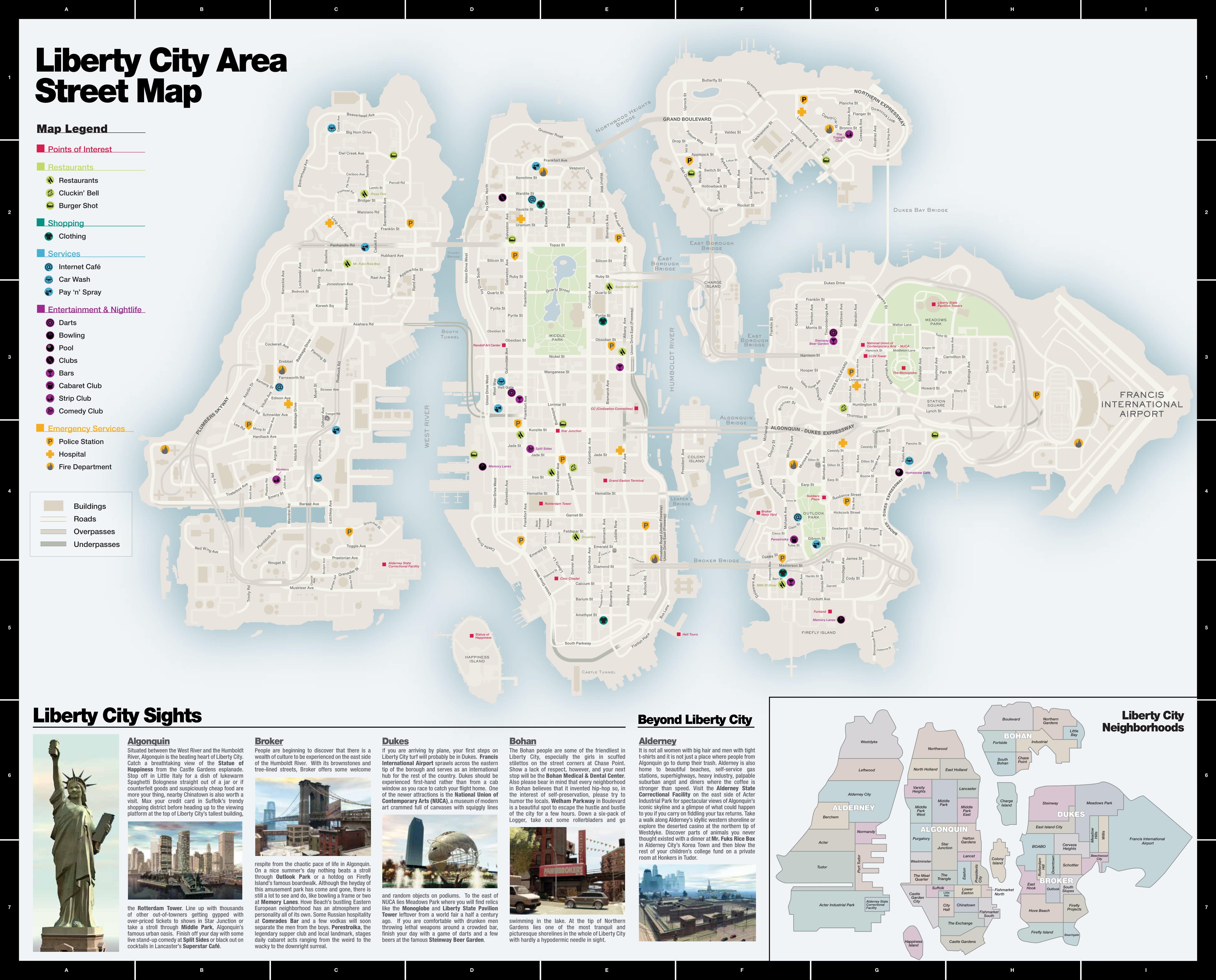 自由城地图 liberty city area street map (from gtaiv/manuals/gta4