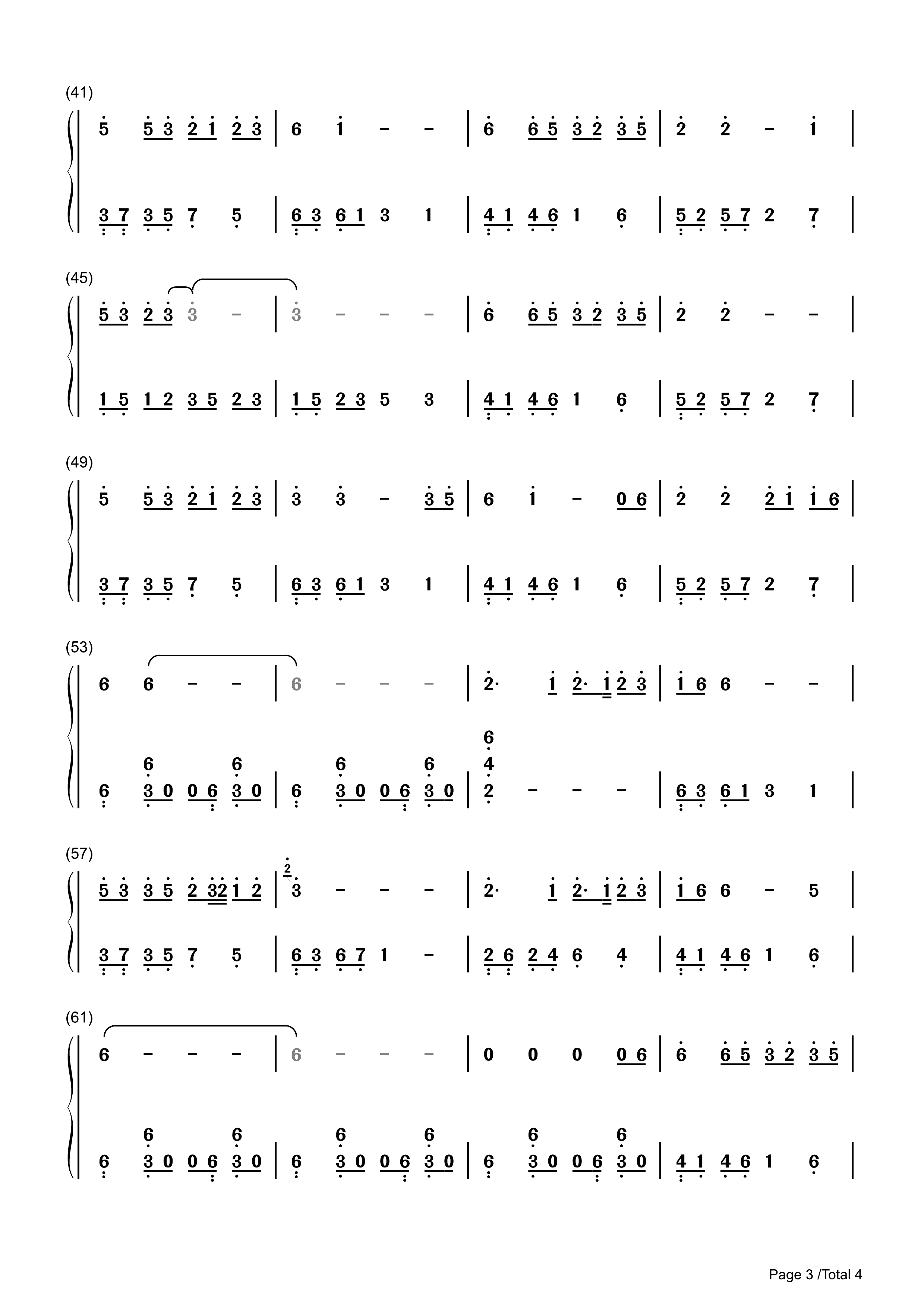 钢琴谱 依兰爱情故事 双手 数字简谱《你好,李焕英》片尾曲