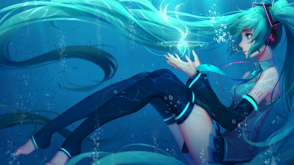 初音未来公主在水里玩起了魔法,很凉爽吧,哈哈.