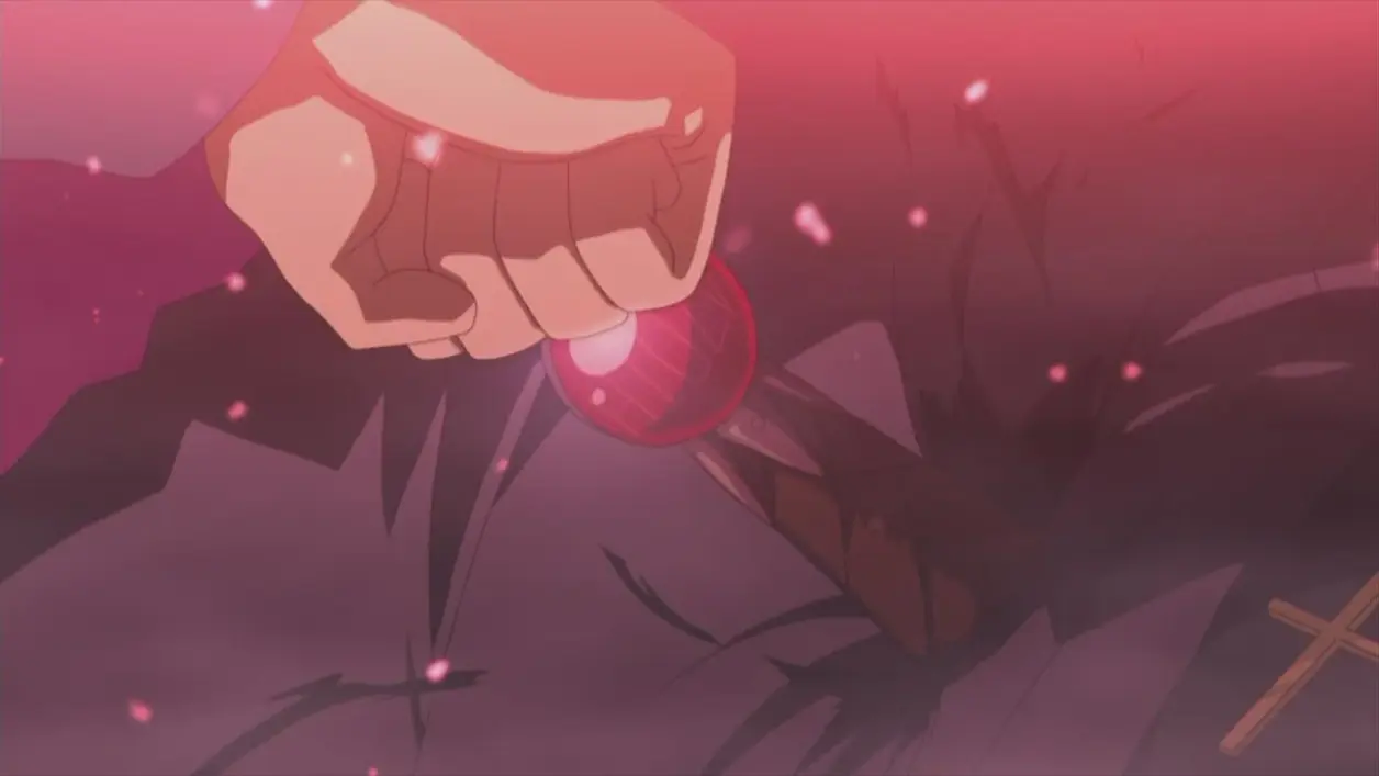 魔力聚集在右手，瞄准已经刺入言峰绮礼胸口的azoth剑的剑柄打过去───