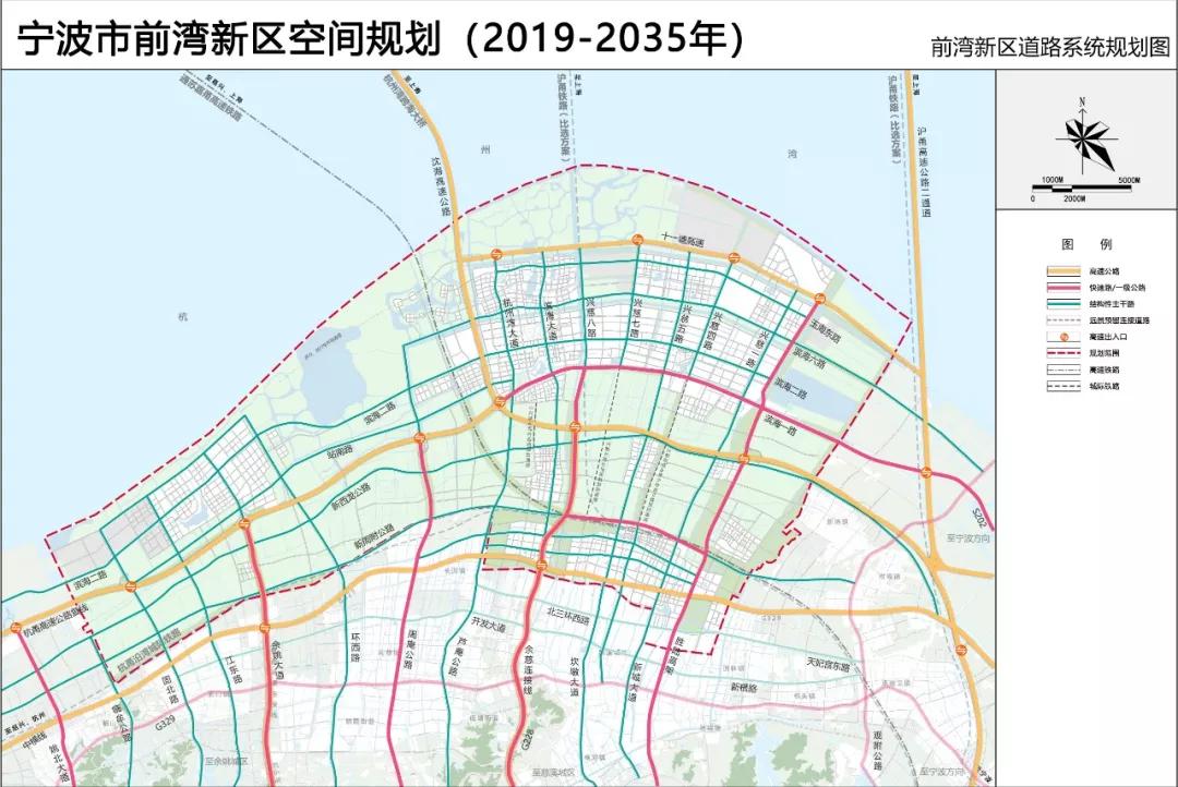 规划中,前湾新区的交通设施,包括高铁,城际铁路,市域铁路,高速公路