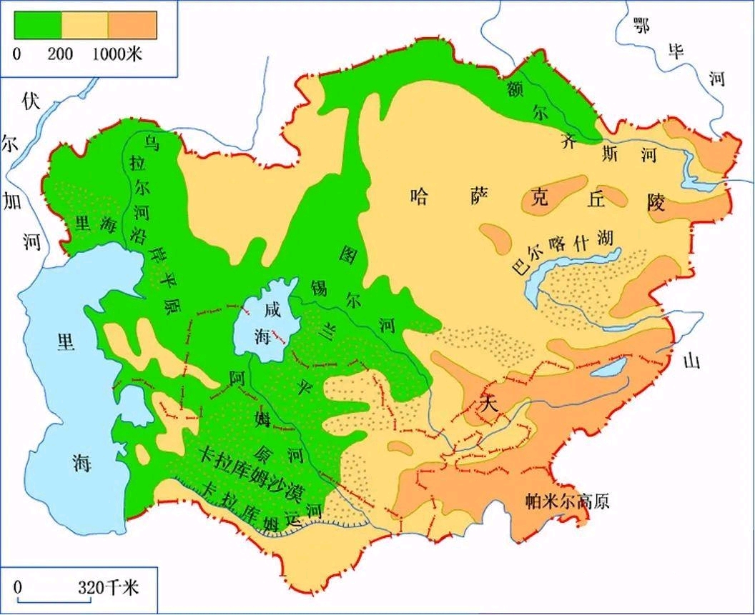 中亚地形图