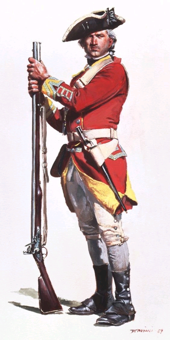 18世纪的英国红衫军及其手中的褐贝斯1756型长款滑膛枪