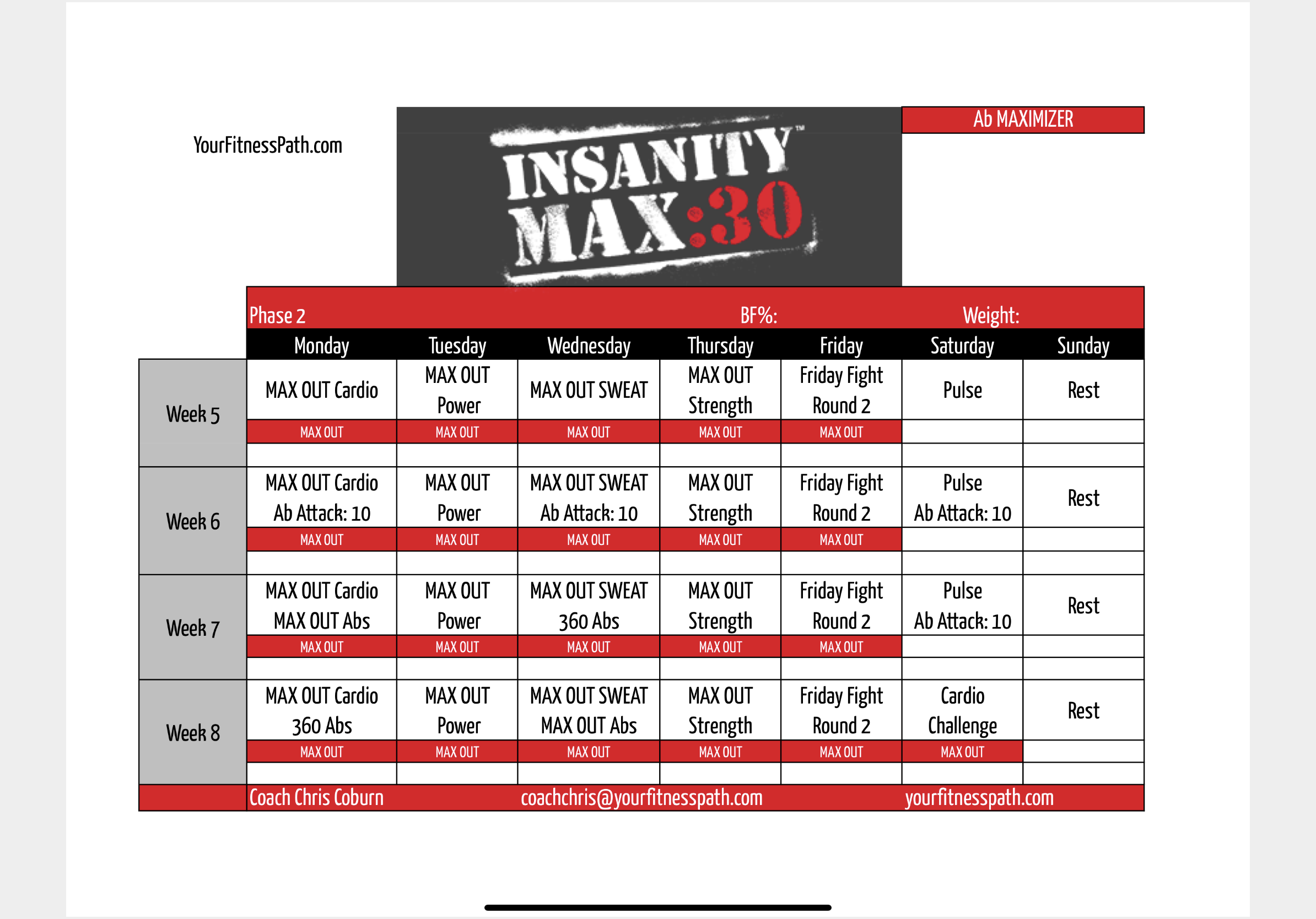 insanitymax30普通版腹肌版8周按课表全排