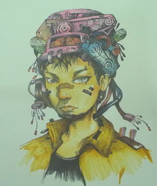 艺森合尚教育-【干货】马克笔上色技法——赛博朋克人物头像绘制