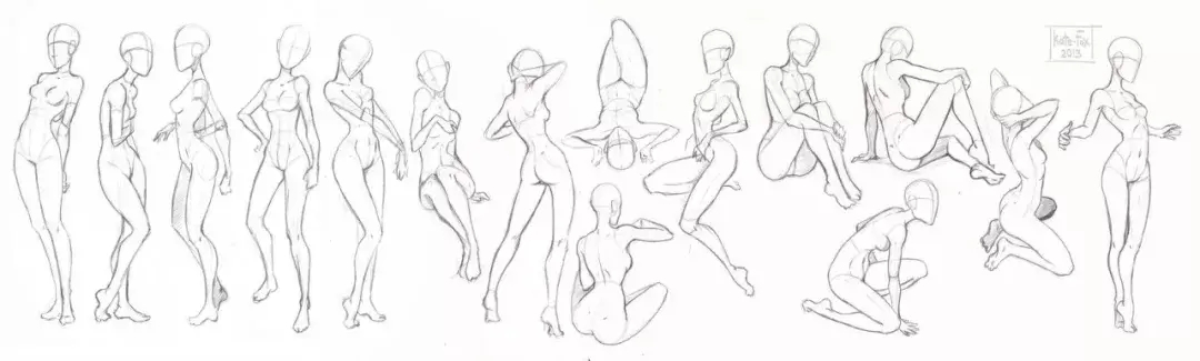 【人体素材】100 人体形态姿势绘画参考~(宝贝们收藏练起来!