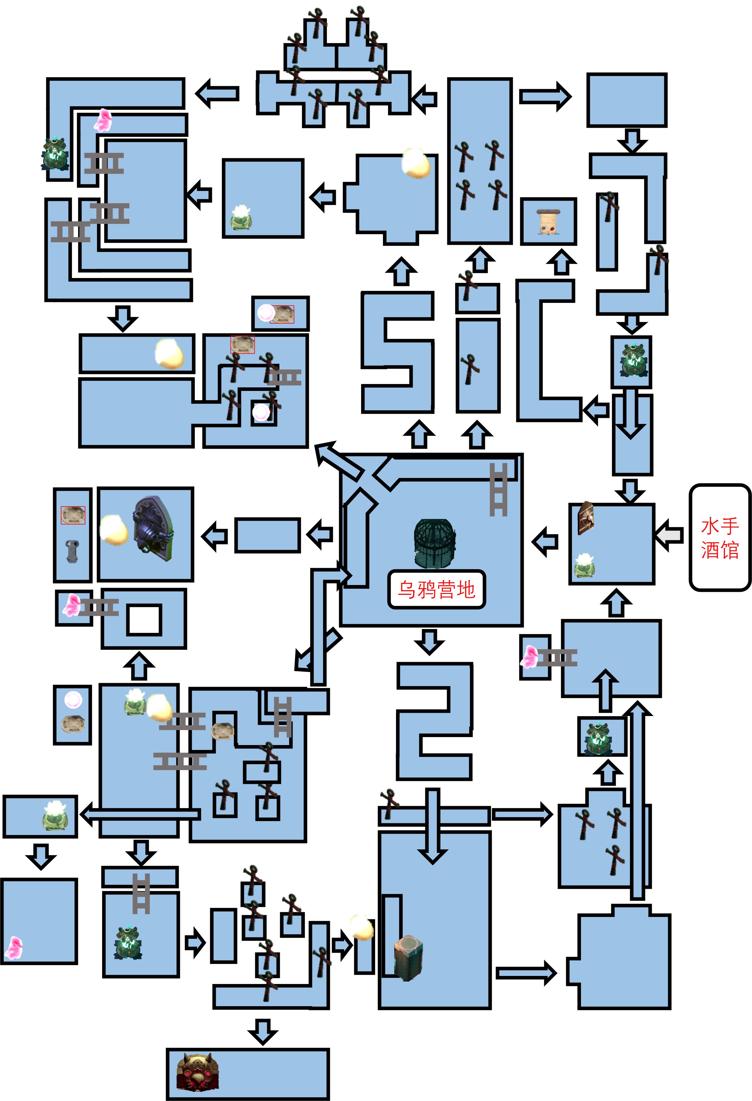 单机游戏 【pign】死亡之门(death"s door)全要素地图 以上就是全部