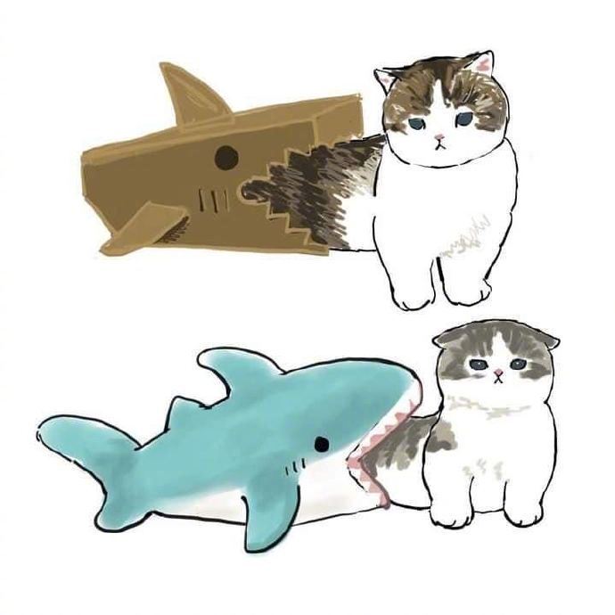 猫与鱼 啊啊啊啊~好可爱啊 萌化了~ 画师 mofu_sand