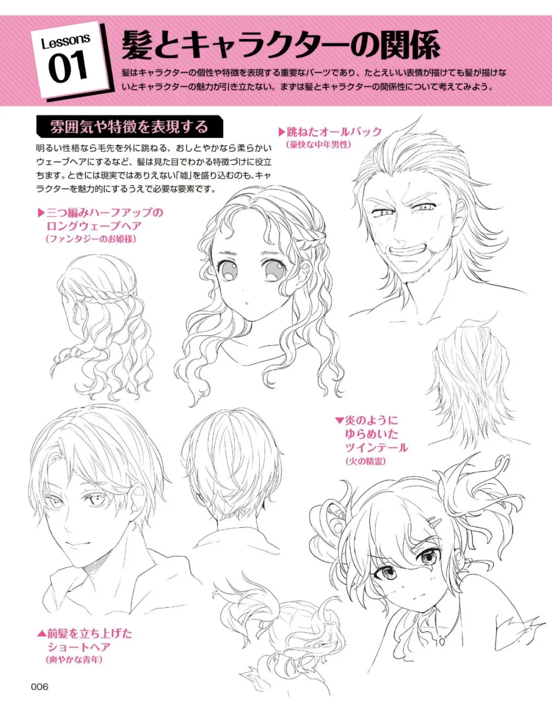 【绘画素材】各种漫画男生/女生头发线稿/日系动漫发型绘画参考素材