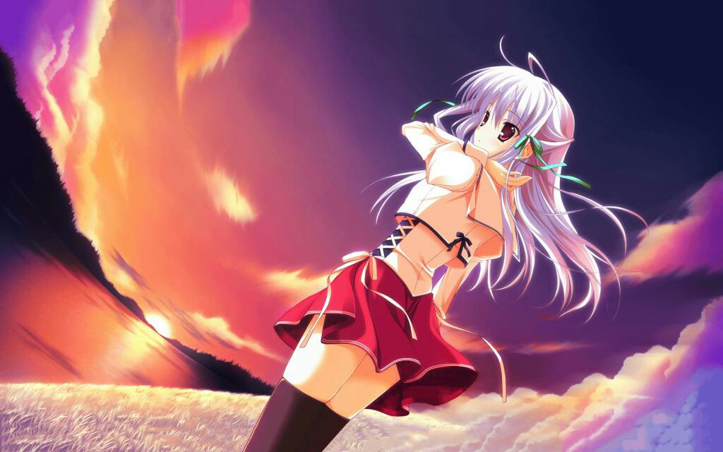 夕阳下的少女 壁纸