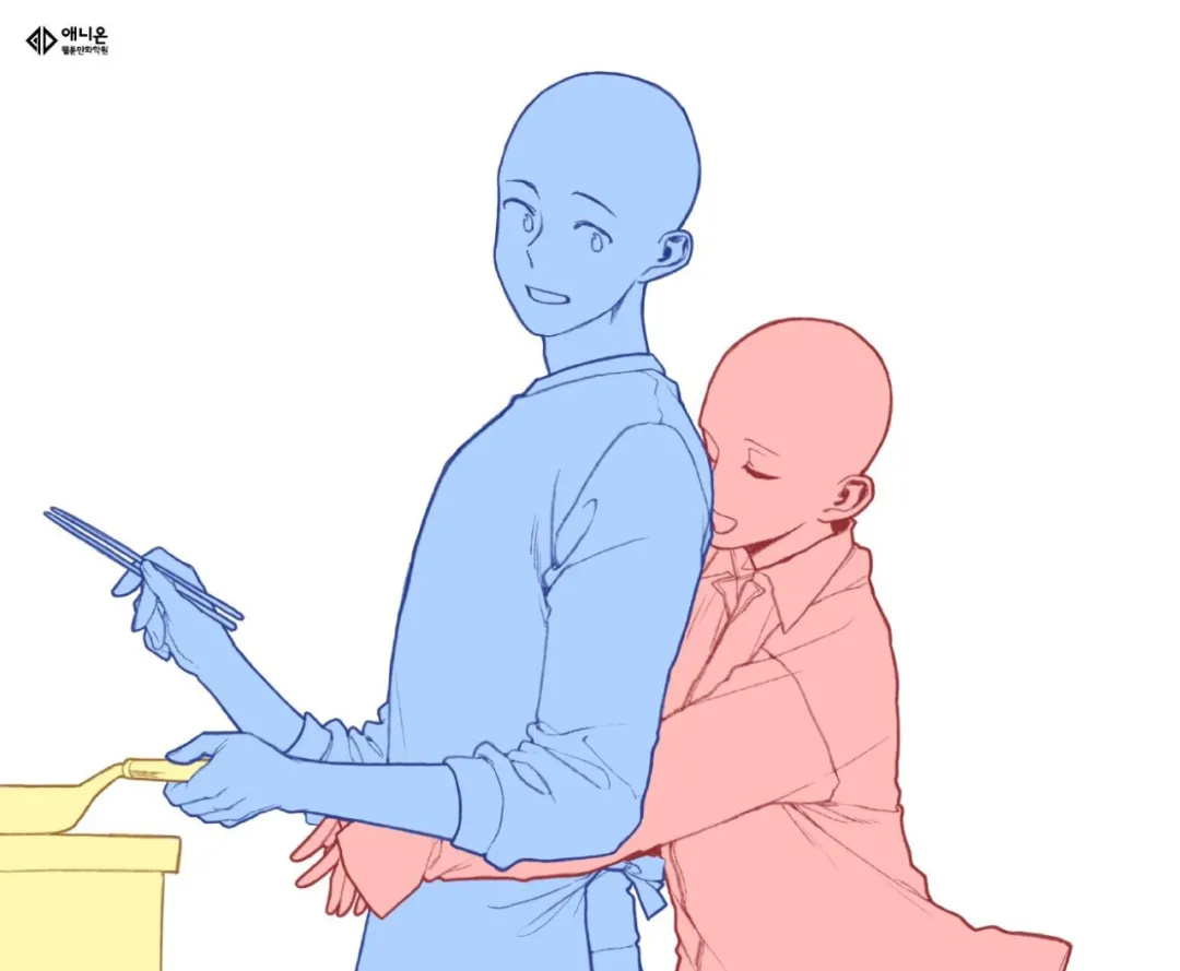 素材参考韩国画师anionart情侣cp日常动作