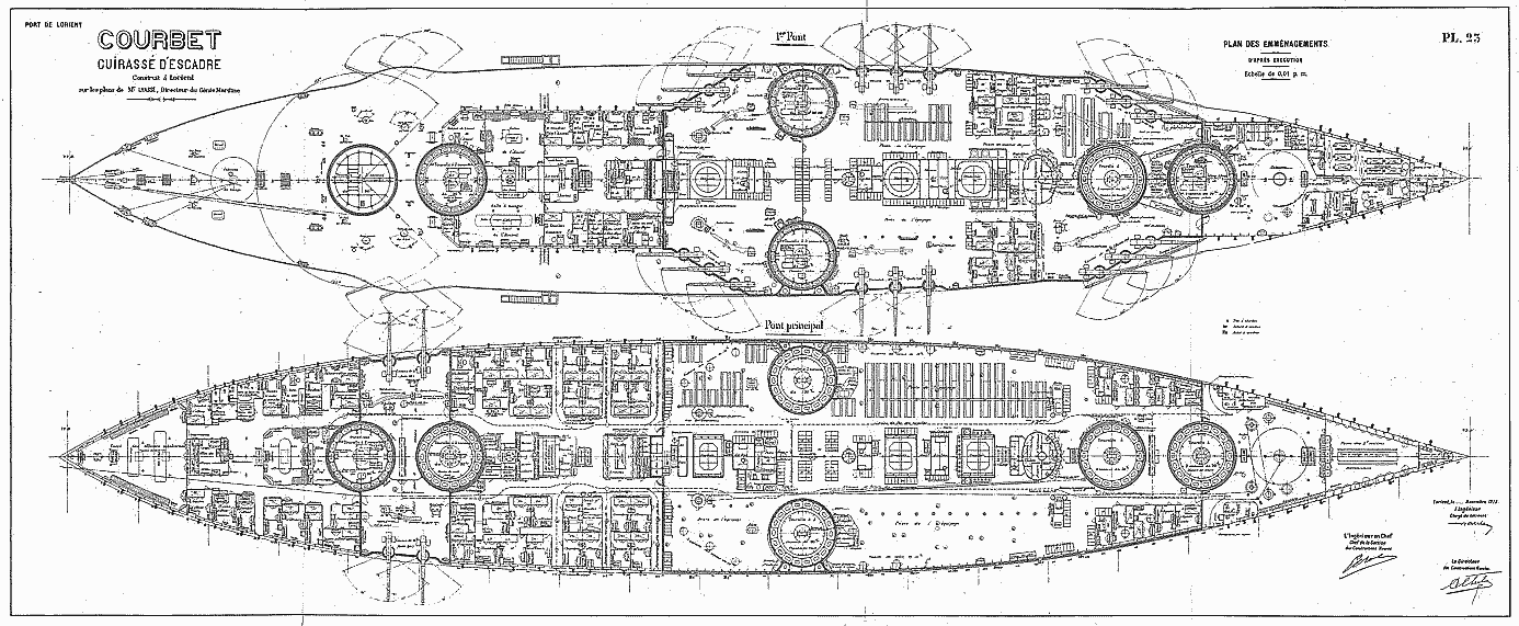 法国科尔贝级战列舰1911年版本原始设计图