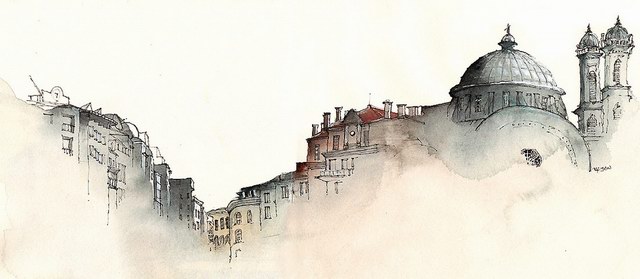 水淋淋的建筑水彩作品欣赏
