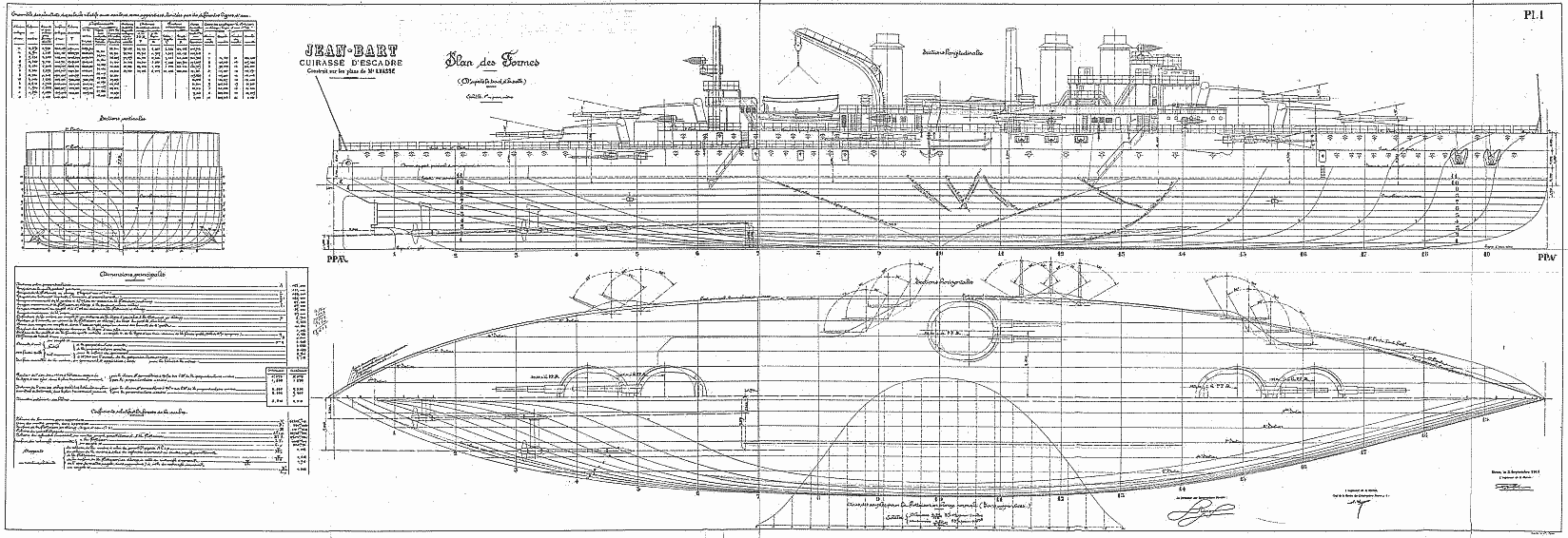 法国战舰让巴尔1911年版本原始设计图