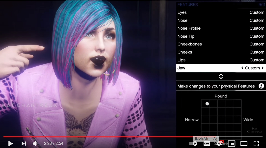 gta5彩粉哥特女性捏脸教程youtube搬运