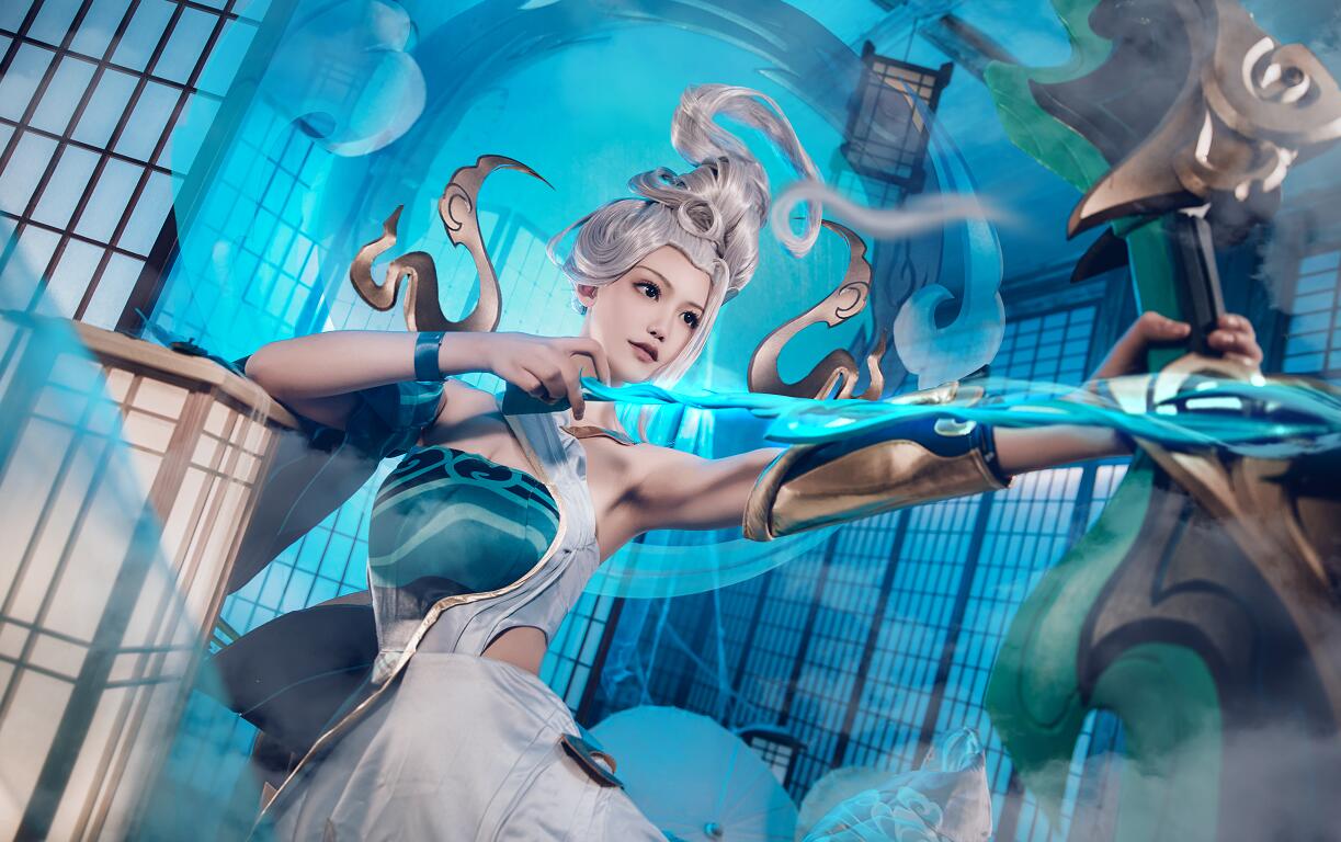 「王者荣耀」cos伽罗新年限定皮肤太华cosplay小姐姐极致还原