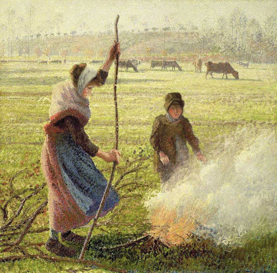 生火的农家女 peasant girl lighting a fire