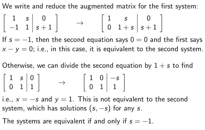 augmented matrix 不要使用 x = 1   y - z 去代换,会把自己搞晕.