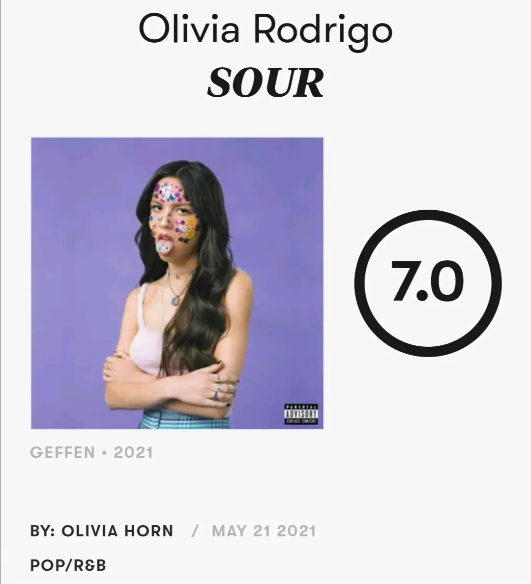 译叉婊pitchfork评oliviarodrigo2021年专辑sour