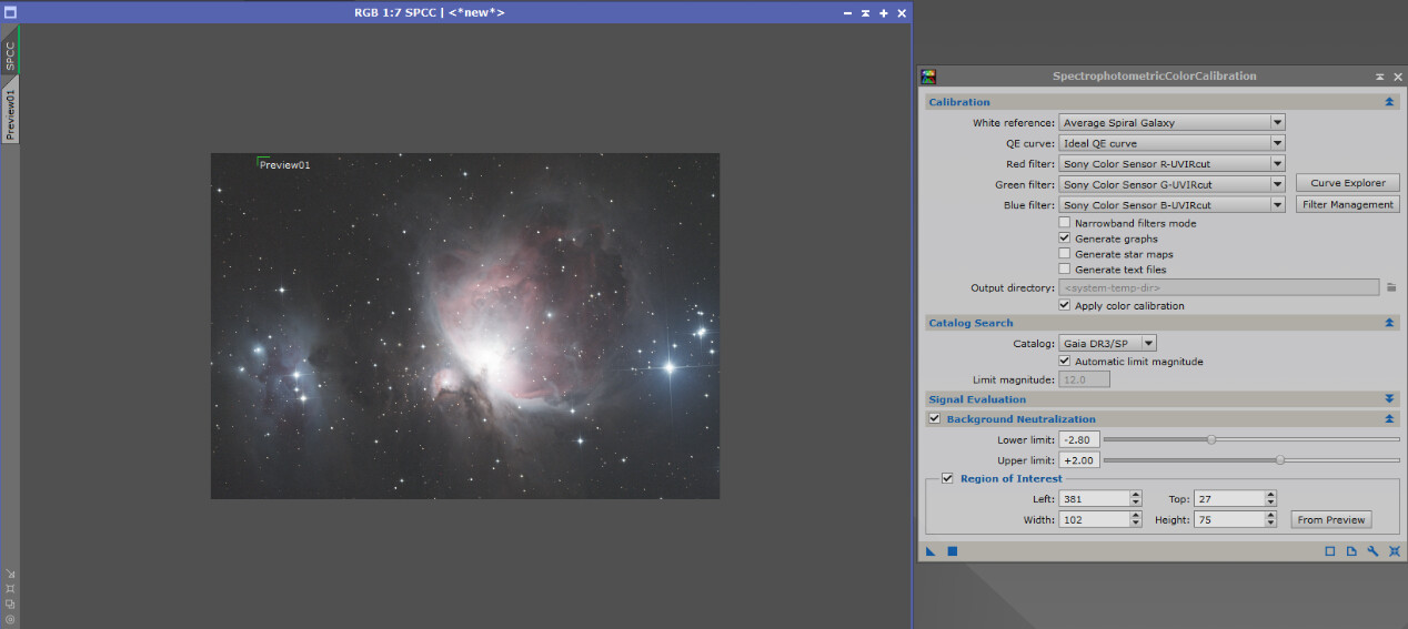 Pixinsight Spectrophotometric Photometric Color Calibration