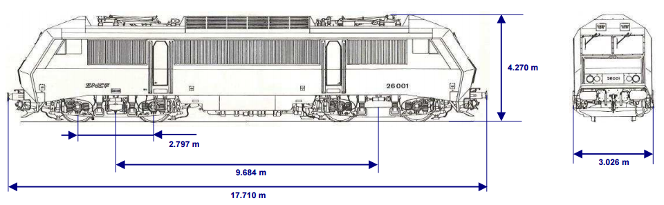 bb 26000型机车的三视图