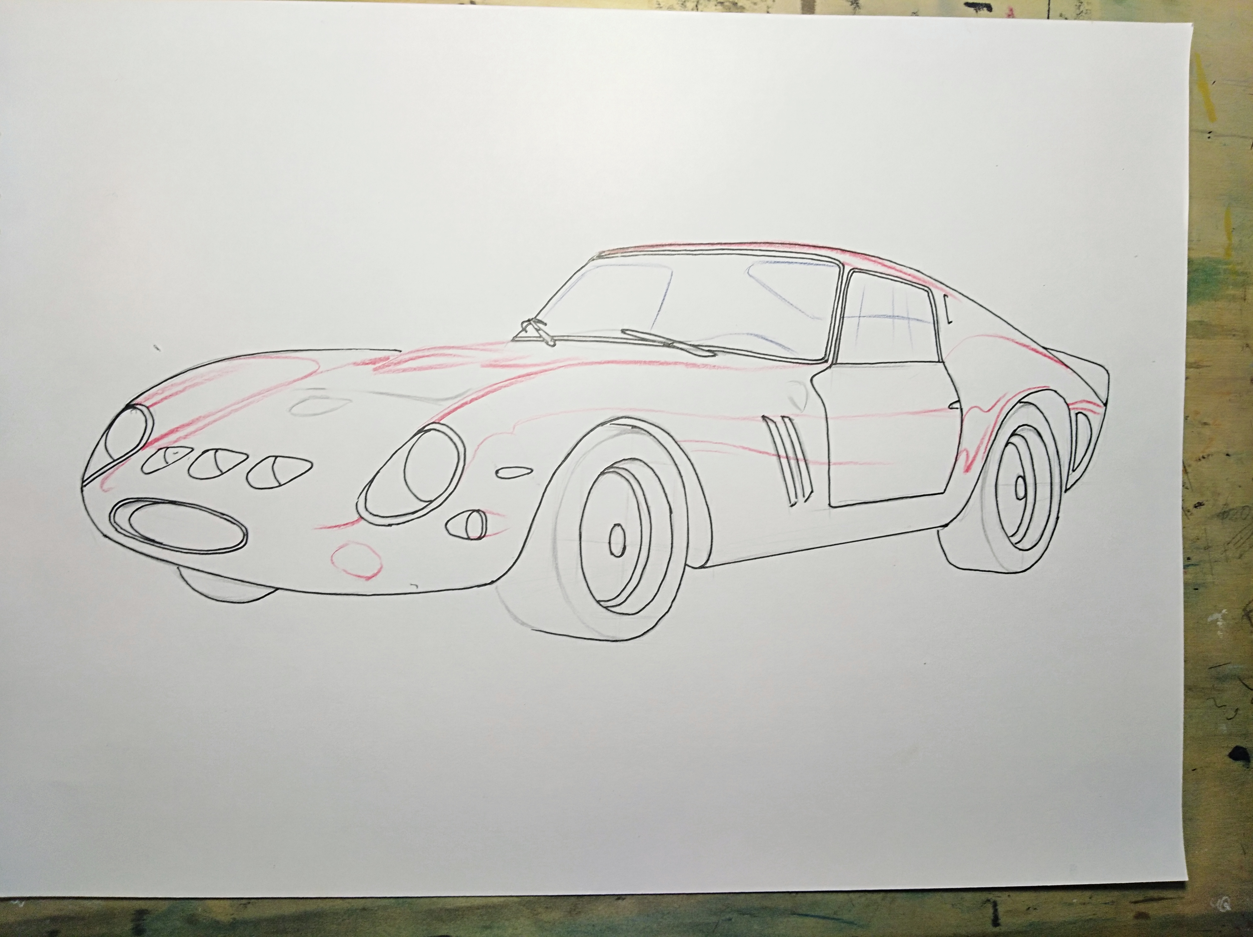 【手绘教程】法拉利250gto(个人作品)