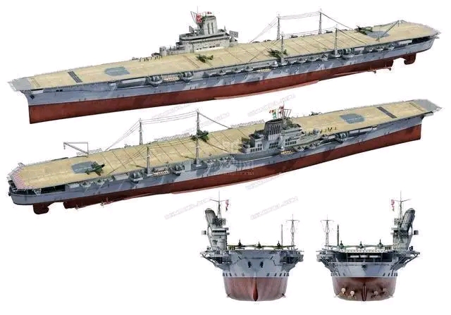 大凤号航空母舰模型,庞大的舰体内部承载了双层的机库(我就说吧,正面