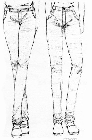漫画服饰造型-33.牛仔裙,劳动布服装