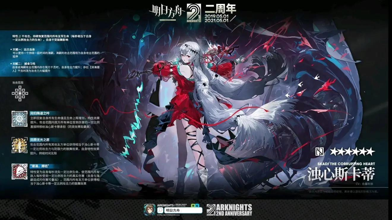 明日方舟二周年刚更新的浊心斯卡蒂live2d立绘