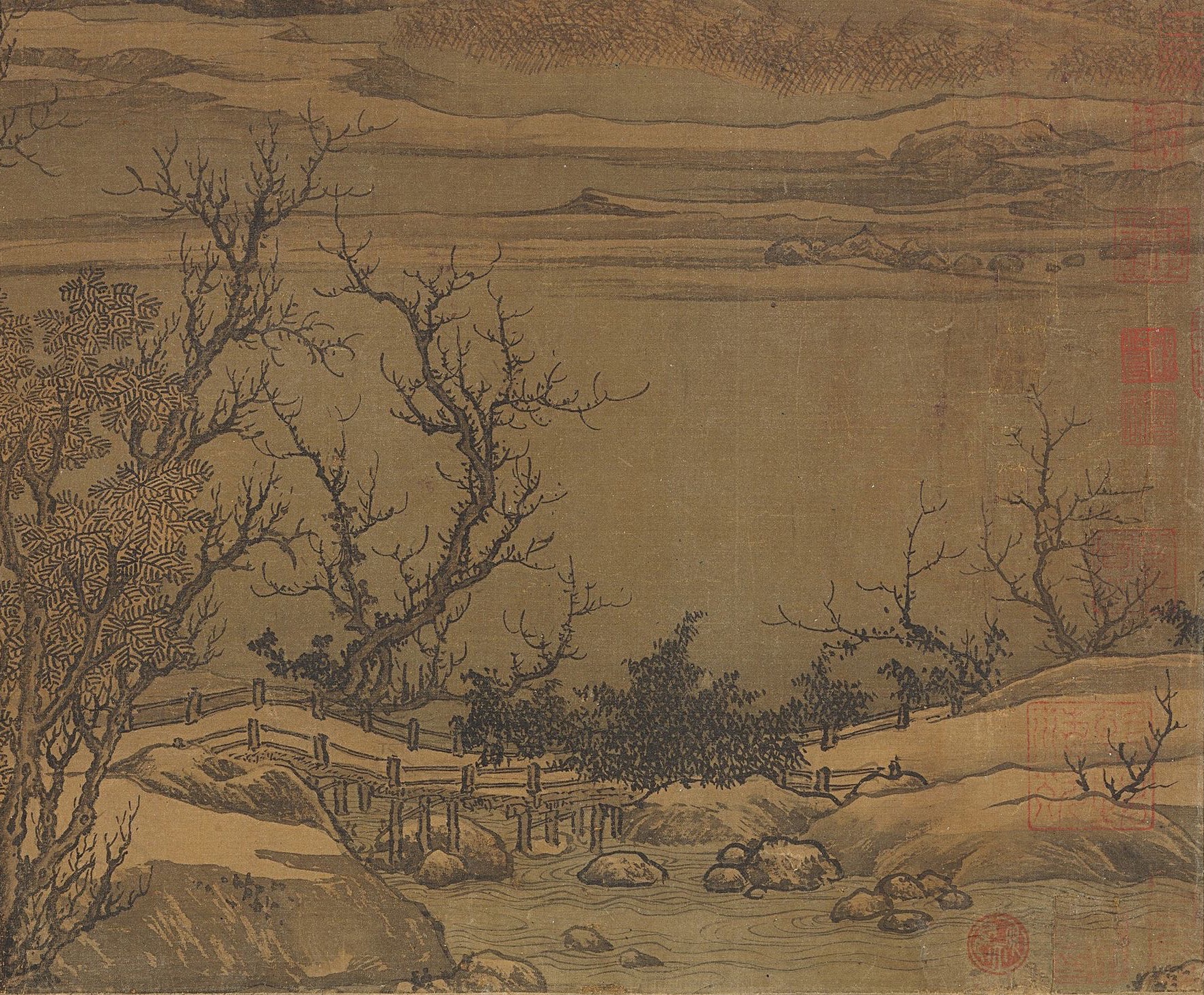 南宋刘松年传西山雪意图横卷超清大图