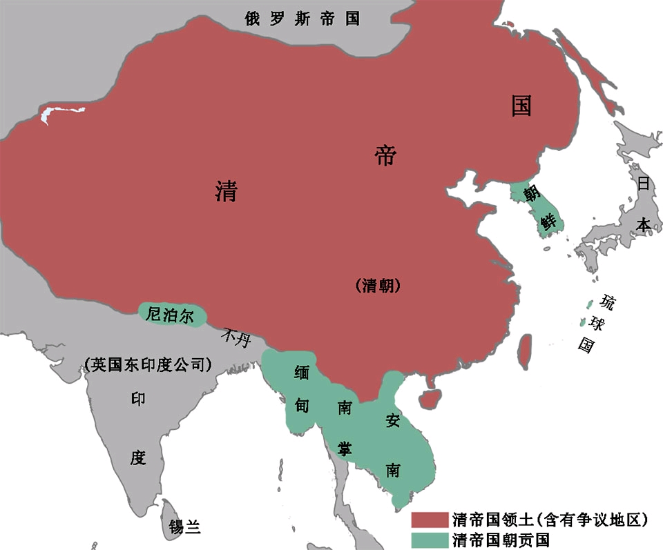 清朝极盛时期疆域及其藩属国