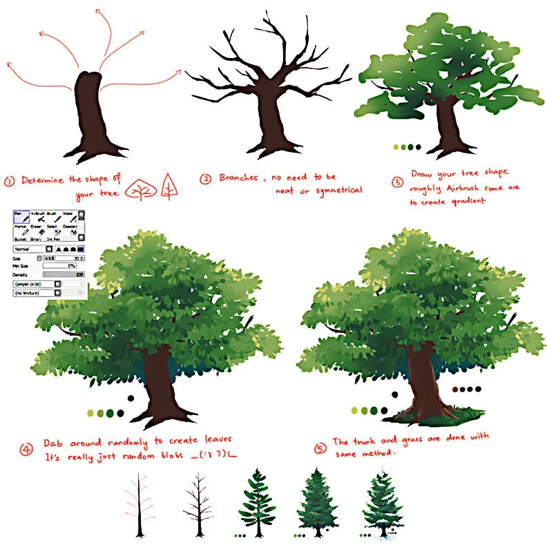 树木的绘制教程 需要的小伙伴自行收藏哦