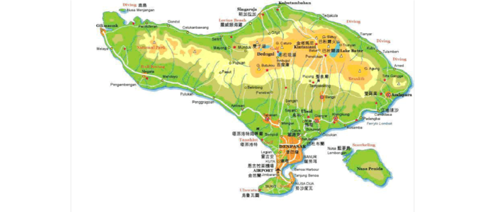 位置与气候:    巴厘岛位于东经 115.