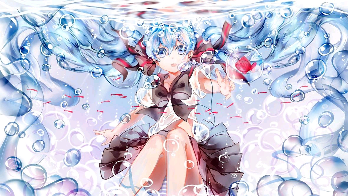 二次元治愈系水中少女手机壁纸2水初音bygameboy盐泽2019年7月10日