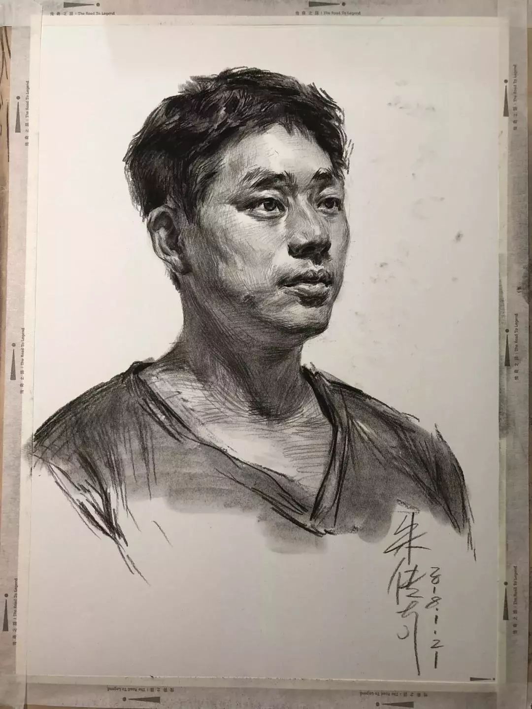 纯干货|手把手教你画四分之三侧短发男中年素描头像,学习必备!