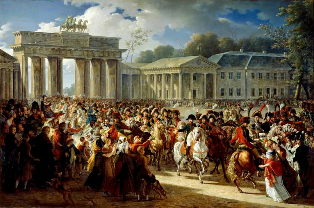 拿破仑和他的军队通过勃兰登堡门.(油画)