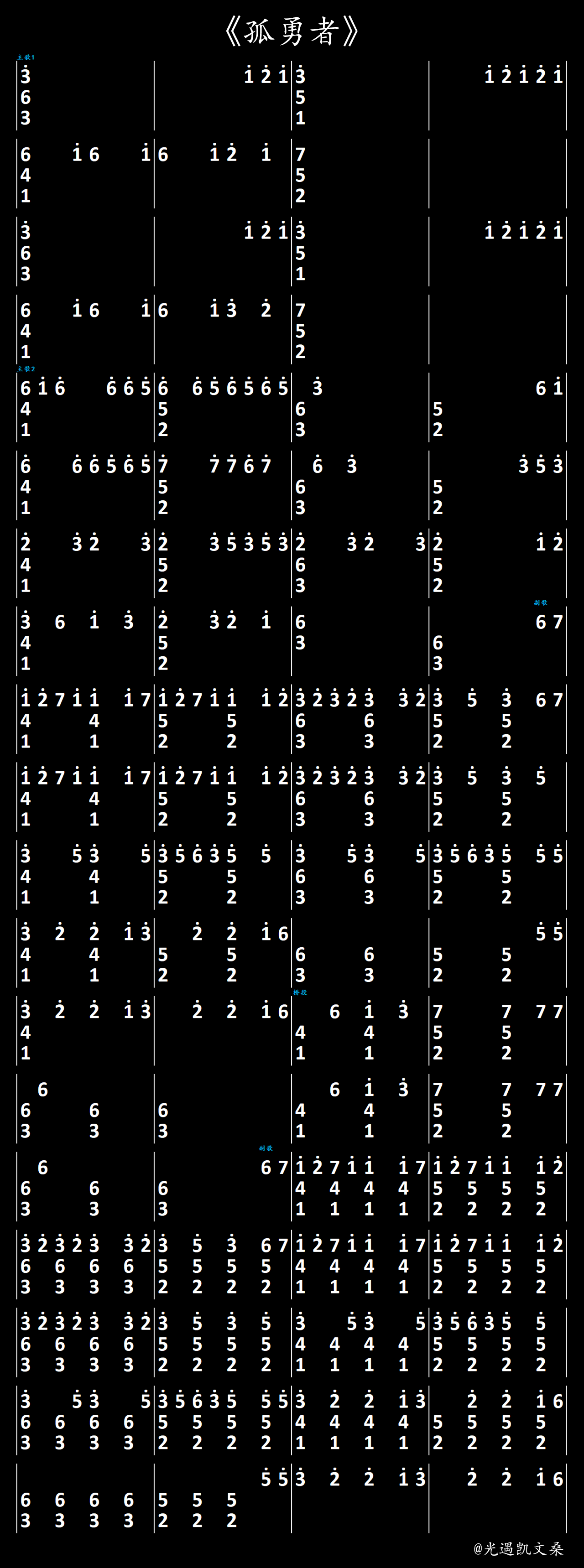 《孤勇者》3指数字简谱