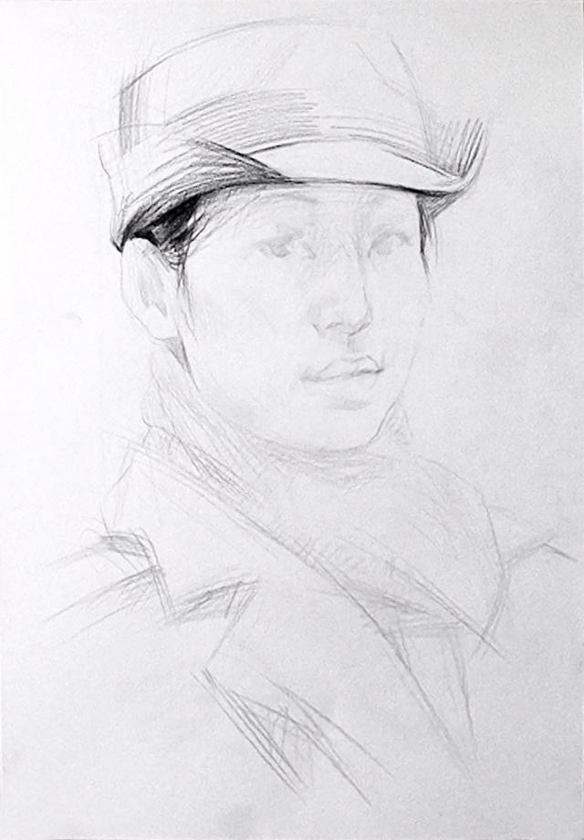 美术生联考素描重点干货分析丨有特色的戴帽子的女兵