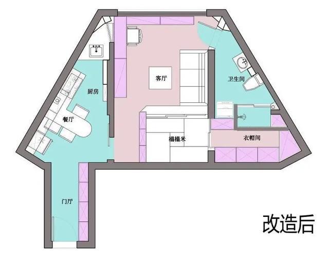 50㎡ 奇葩"钻石房" 竟然还能装下一个衣帽间?